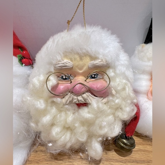 Vintage 80s/90s Santa Claus Face Ornaments Set - Picture 7 of 14